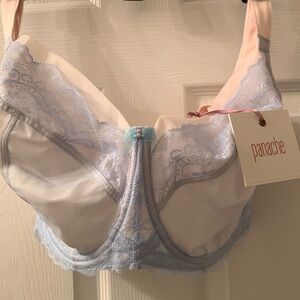 Panache Bra Georgia Model NWT 30K/65K (UK sizing) Pastel Blue/Peach Underwire